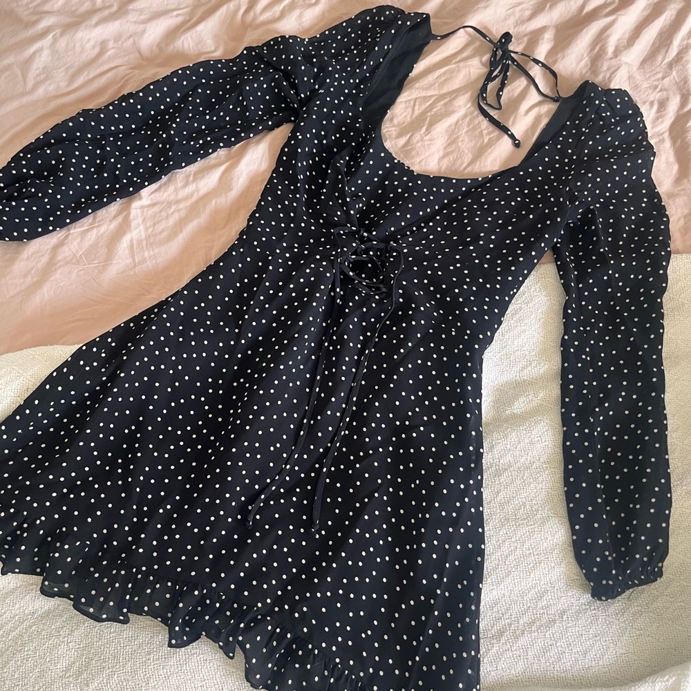 Reformation Longsleeve Polka Dot Dress